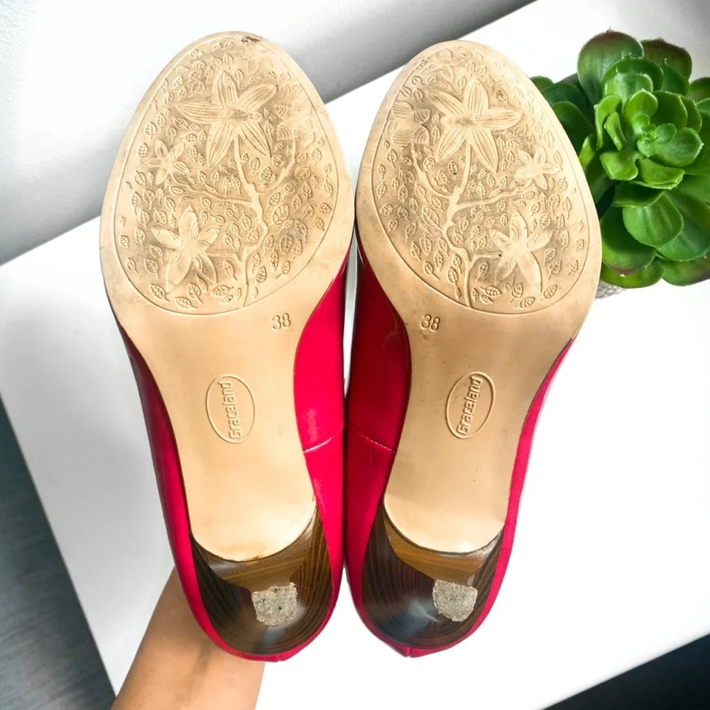 💕 GRACELAND HOT PINK FAUX LEATHER GLOSSY ROUND TOE HIGH HEELS! - Picture 5 of 8